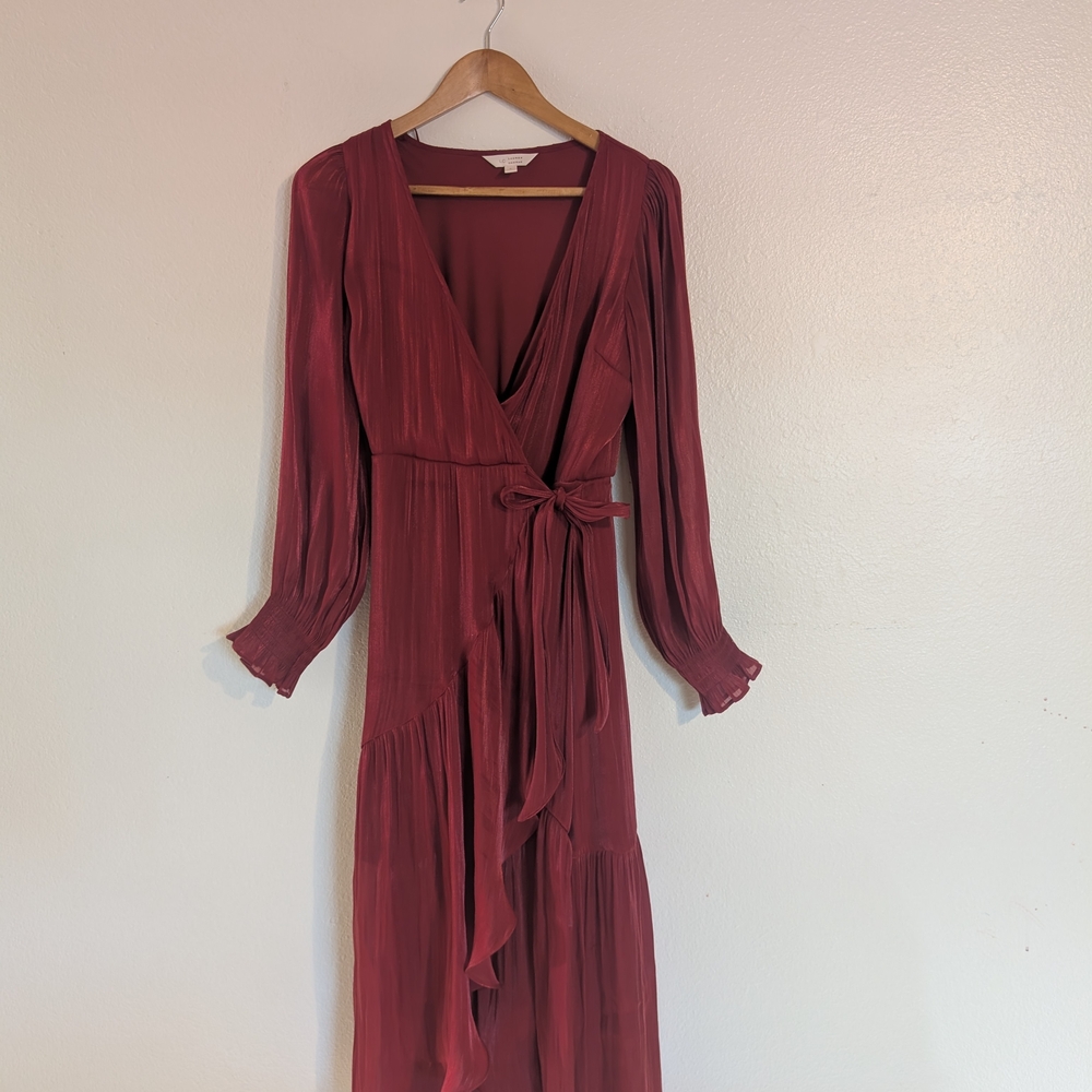 Elegant Burgundy Wrap Dress